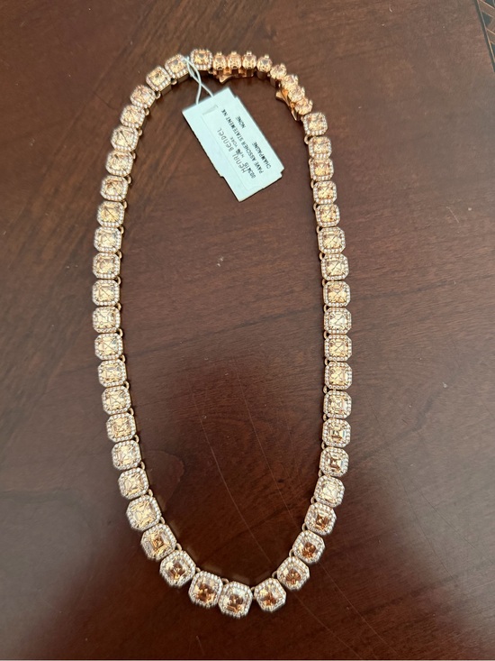 henri bendel Jewelry - New Henri Bendel Stunning Pave Asscher Champagne Necklace 16" w/tags & Pouch